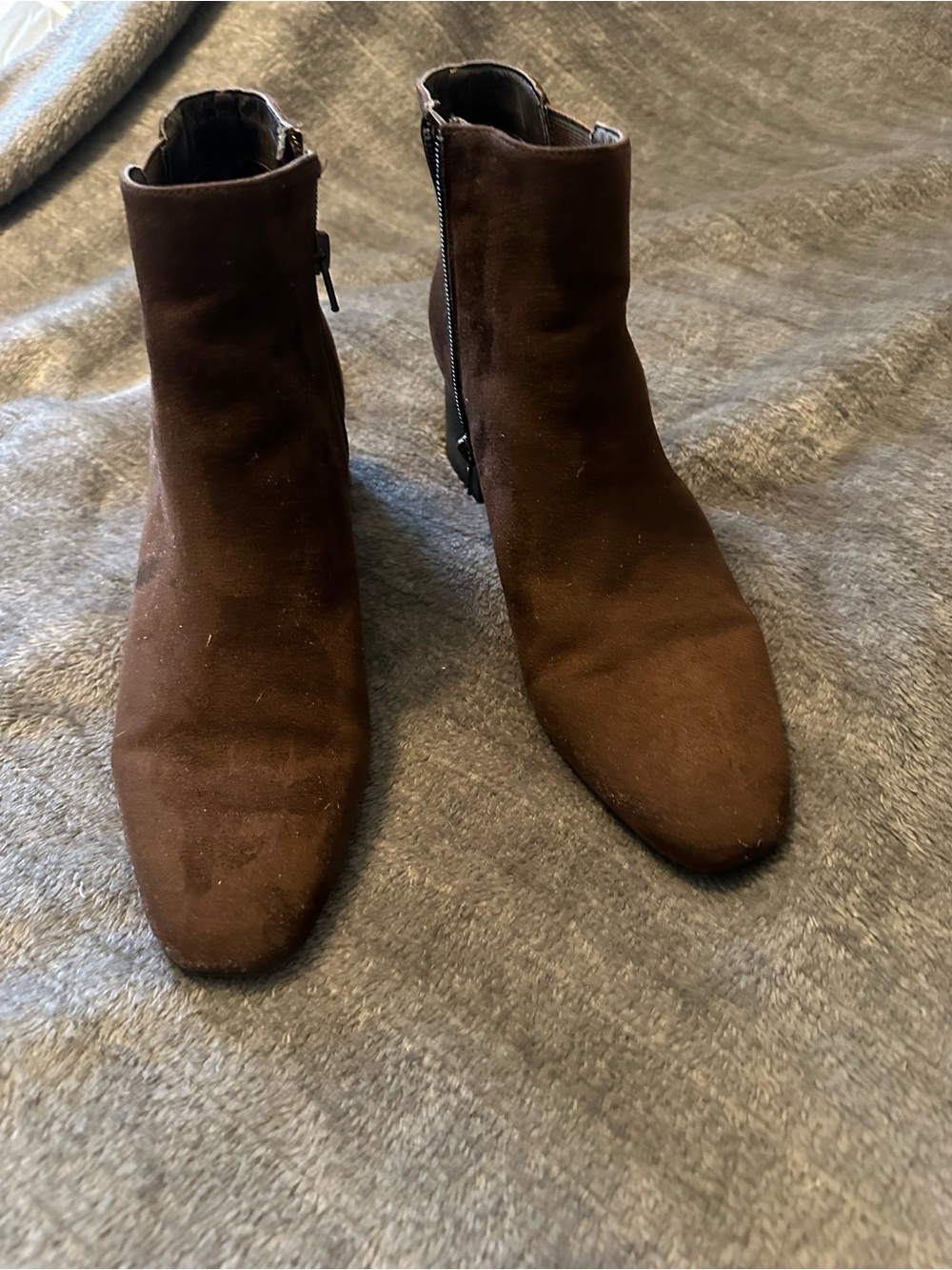 Kelly & Katie Dark Brown Suede Ankle Boots with Side Zip